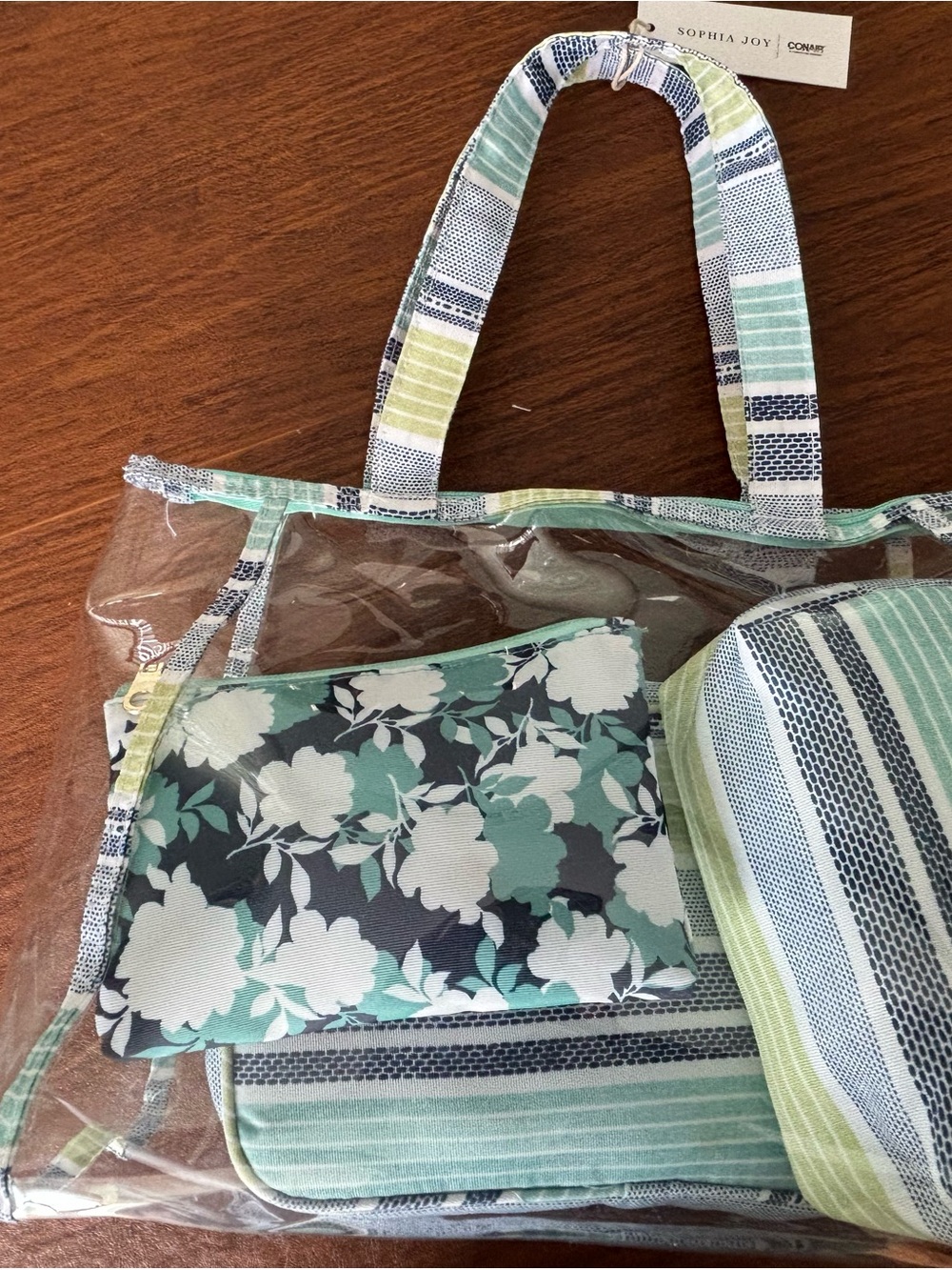 Sophia Joy Clear Tote with Three Coordinating Cosmetic Pouches